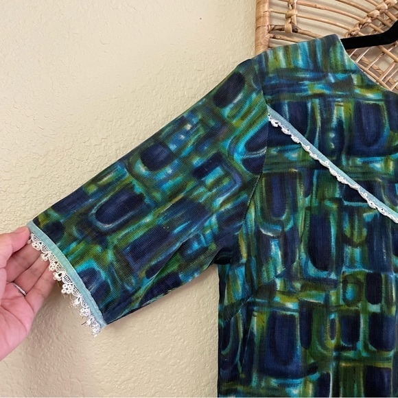 VTG Hale Muu Hawaiian Abstract Tiki Muumuu Dress Artsy 60s 70s *see msrmts - Picture 4 of 11